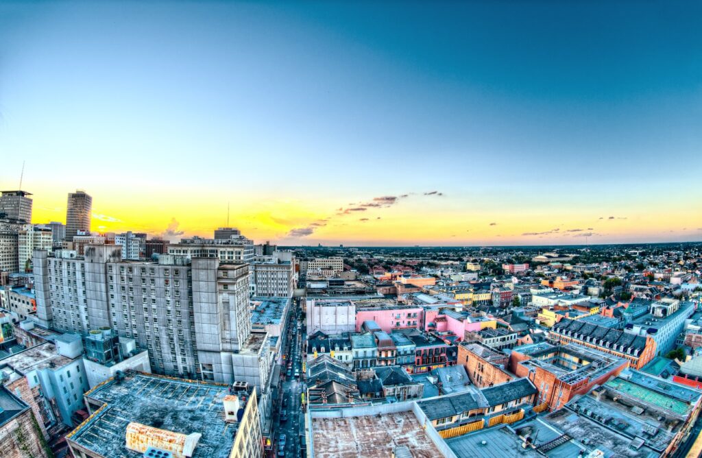 aerial photography of city buildings during yellow sunset